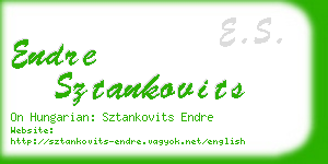 endre sztankovits business card